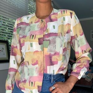 Pastel Patterned vintage blouse